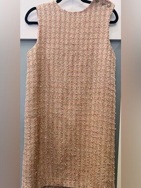 CAME UPON Women's Pink Tweed Textured Sleeveless Dress Size S